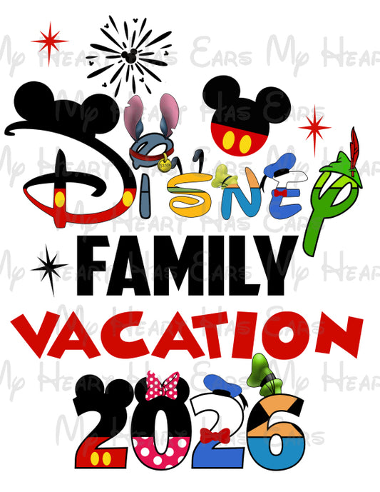 Disney Family Vacation 2026 Mickey and gang image png digital file sublimation print t-shirt design