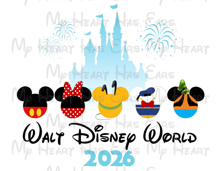 Disney World 2026 Mickey and gang Castle image png digital file sublimation print t-shirt design