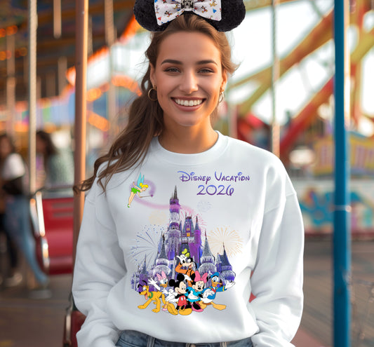 Disney World 2026 Mickey Cinderella castle and Tinkerbell PNG Digital Download