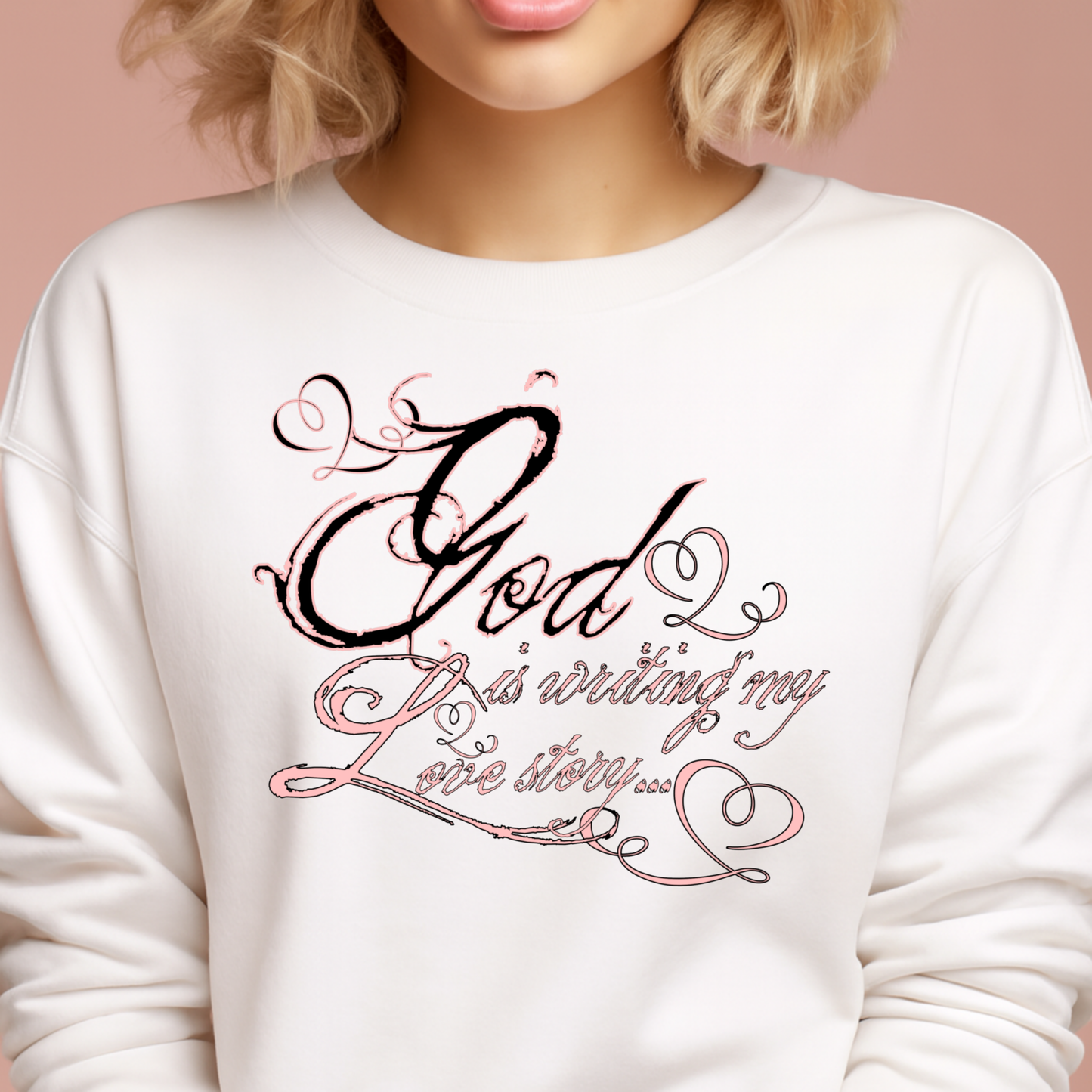 God Is Writing My Love Story PNG Faith Script Design Light & Dark Shirt Versions Sublimation PNG