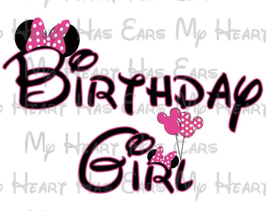Minnie Mouse ears pink birthday girl image png digital file sublimation print t-shirt design