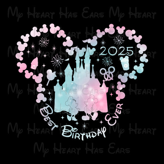 Best birthday ever Mickey Minnie Mouse castle rainbow ears 2025 image png digital file sublimation print t-shirt design