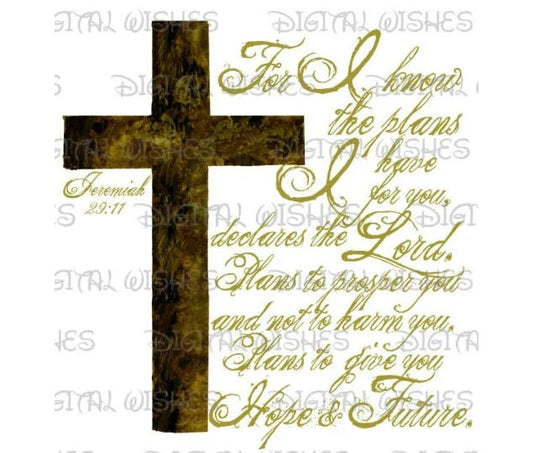 Jeremiah 29:11 For I know the plans I have for you Christian image png digital file sublimation print t-shirt design