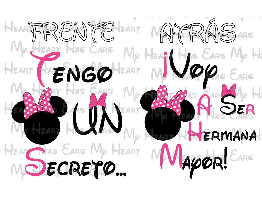 Minnie Mouse ears tengo un secreto image png digital file sublimation print t-shirt design