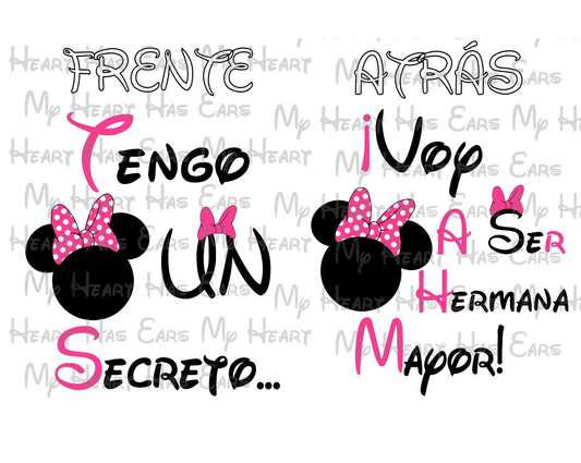 Minnie Mouse ears tengo un secreto image png digital file sublimation print t-shirt design
