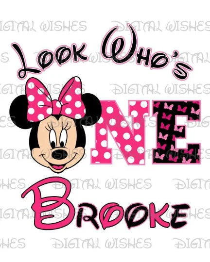 Minnie Mouse look who's two birthday image personalized png digital file sublimation print t-shirt design