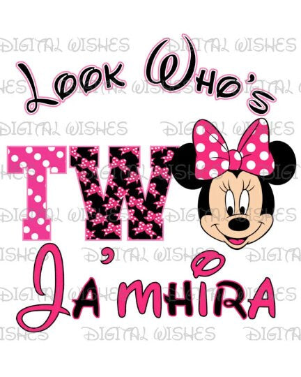 Minnie Mouse look who's two twodles birthday image personalized png digital file sublimation print t-shirt design