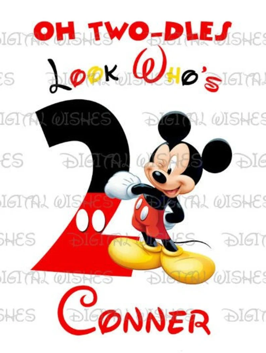 Mickey Mouse 2nd twodles birthday image personalized png digital file sublimation print t-shirt design