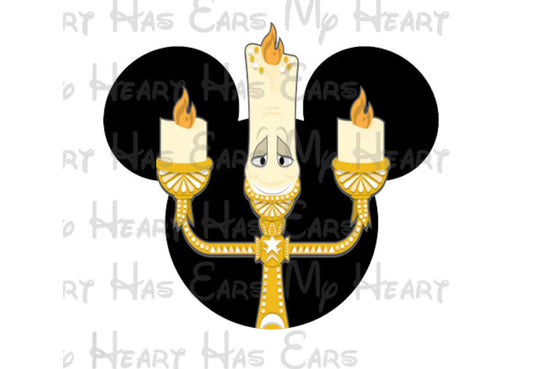 Lumiere Beauty and the Beast Minnie Mickey Mouse head ears image png digital file sublimation print t-shirt design