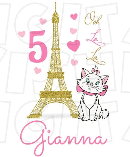 Marie from Aristocats Paris birthday image personalized ANY NAME NUMBER png digital file sublimation print t-shirt design