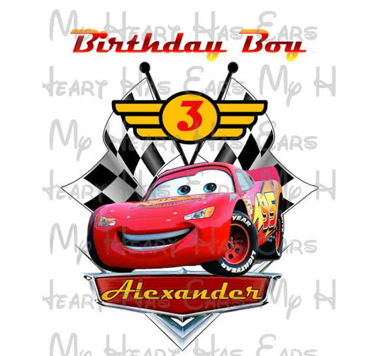 Cars Lightning McQueen birthday image #2 personalized ANY NAME NUMBER png digital file sublimation print t-shirt design