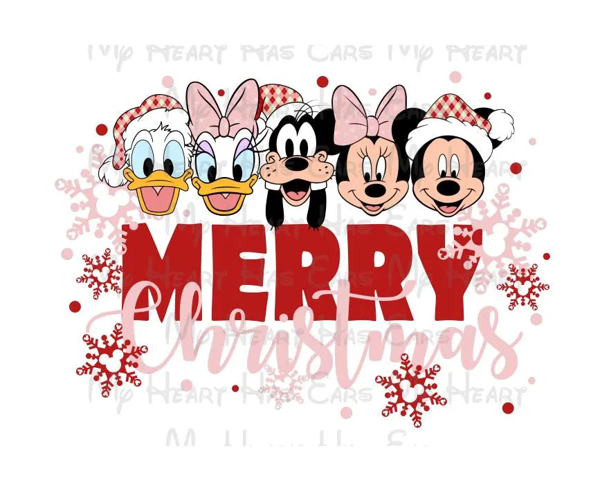 Mickey Mouse and gang Merry Christmas Disney World trip Family vacation image png digital file sublimation print decal t-shirt design