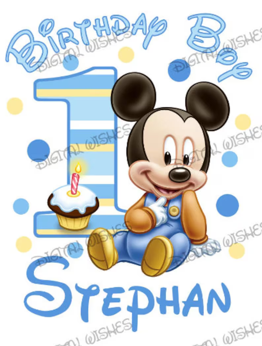 Baby Mickey Mouse 1st birthday boy image personalized png digital file sublimation print t-shirt design