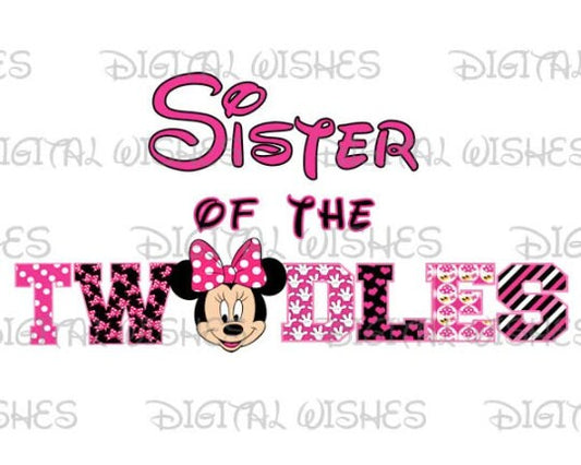 Minnie Mouse Sister of the twodles birthday image personalized png digital file sublimation print t-shirt design