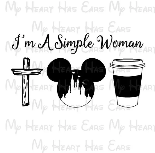 I'm a simple woman Jesus Disney Mickey and coffee image png digital file sublimation print decal t-shirt design