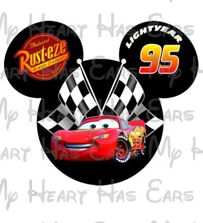 Lightning McQueen Mickey Mouse head ears image png digital file sublimation print t-shirt design