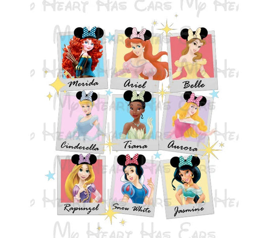 Disney Princess Polaroid pictures image png digital file sublimation print t-shirt design