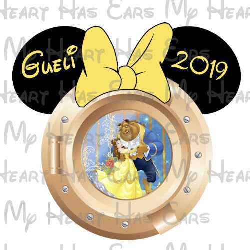 Beauty and the Beast ears Disney cruise lines porthole png digital file sublimation print t-shirt design