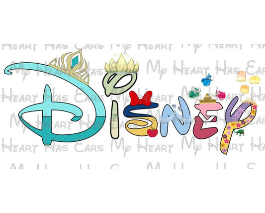 Disney Princess text word image png digital file sublimation print decal iron on decal t-shirt design