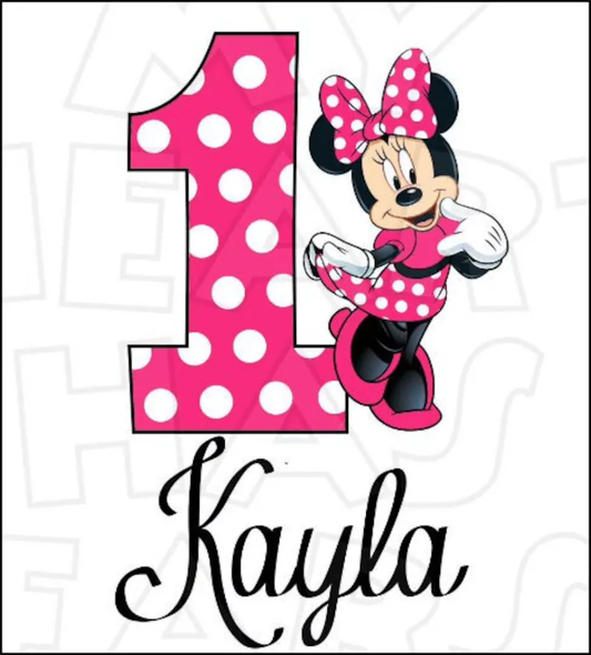 Minnie Mouse Birthday girl ANY NAME NUMBER image png digital file sublimation print t-shirt design