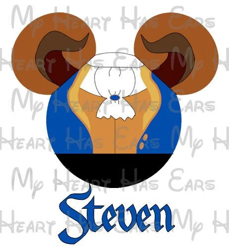 Beauty and the Beast Mickey Mouse head ears image png digital file sublimation print t-shirt design