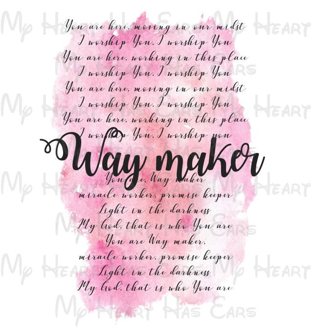 Way Maker song christian image png digital file sublimation print decal t-shirt design