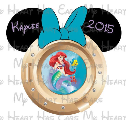 Ariel little mermaid Minnie ears Disney cruise lines porthole png digital file sublimation print t-shirt design