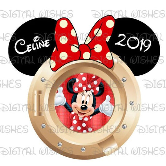Minnie Mouse head ears Disney cruise lines porthole png digital file sublimation print t-shirt design