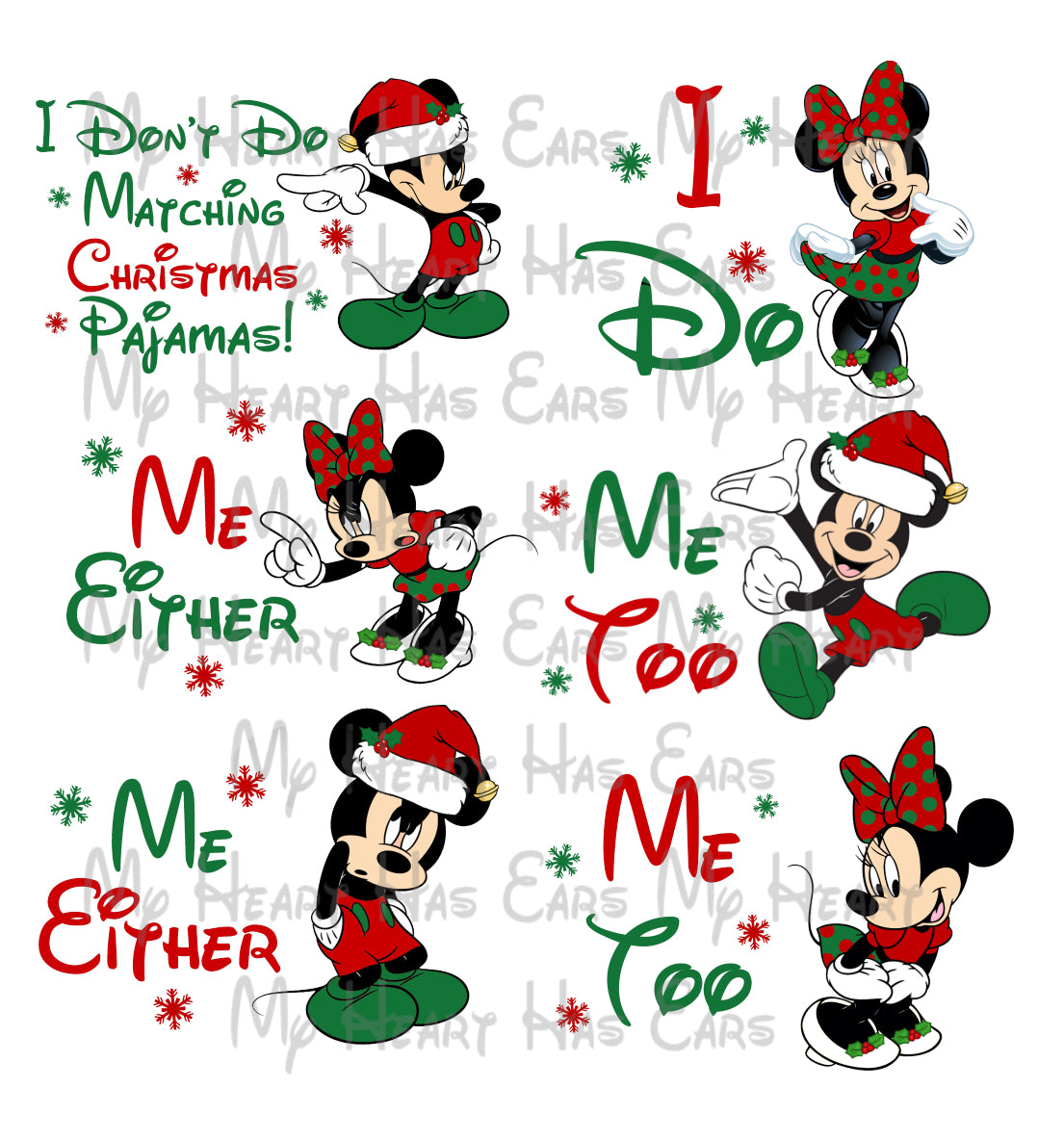 Christmas Mickey Minnie Mouse Family Bundle I don't do matching pajamas I do images png digital file sublimation print t-shirt design