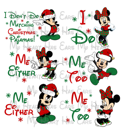 Christmas Mickey Minnie Mouse Family Bundle I don't do matching pajamas I do images png digital file sublimation print t-shirt design