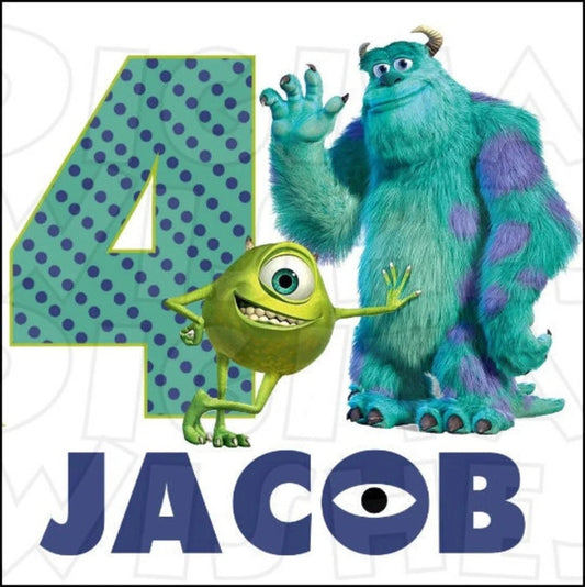Monsters Inc birthday boy image ANY NAME AGE png digital file sublimation print t-shirt design