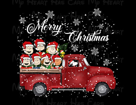 Red truck Merry Christmas Charlie Brown Peanuts image png digital file sublimation print t-shirt design
