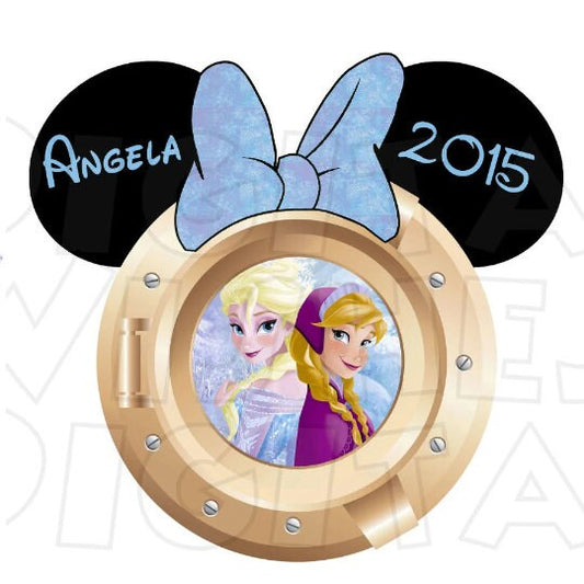 Frozen Anna Elsa Minnie ears Disney cruise lines porthole png digital file print t-shirt design