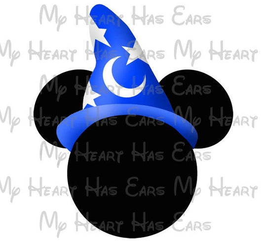 Sorcerer Fantasia Mickey Mouse head ears image png digital file sublimation print t-shirt design