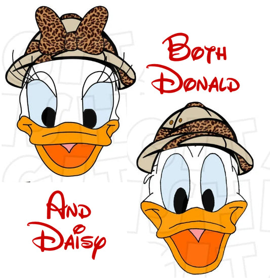 Donald and Daisy Duck safari hat images png digital files sublimation print t-shirt designs