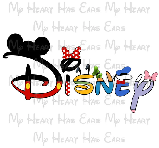 Disney in a word Mickey Minnie Mouse text font family vacation image png digital file sublimation print decal t-shirt design