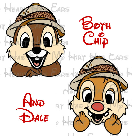Chip and Dale safari hat images png digital files sublimation print t-shirt designs