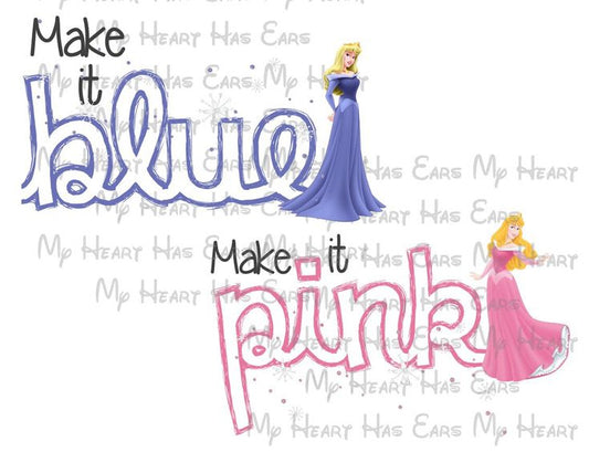 Aurora the Sleeping Beauty Make it blue pink images png digital file sublimation print t-shirt design