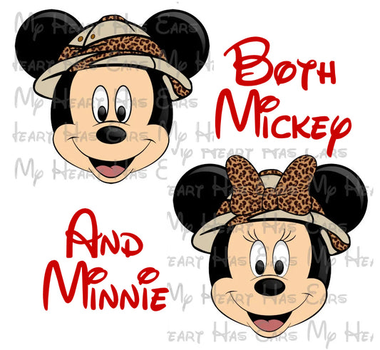 Mickey and Minnie Mouse safari hat images png digital files sublimation print t-shirt designs