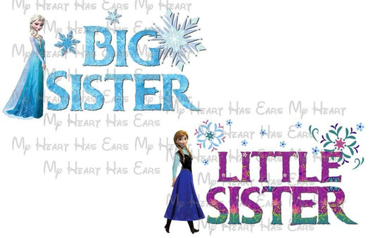Anna and Elsa Big little sister Frozen images png digital files sublimation print t-shirt designs