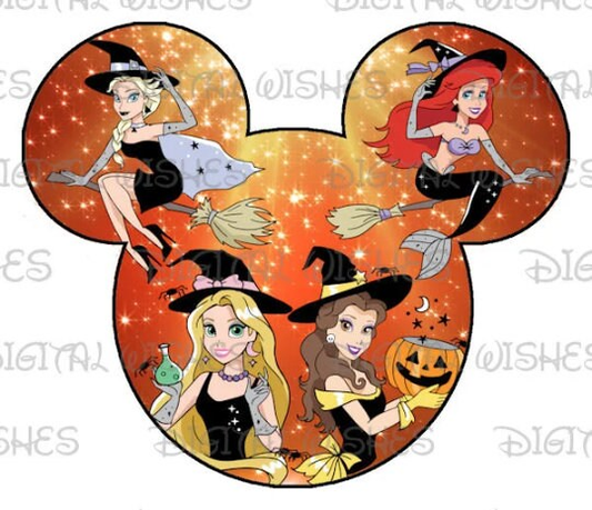 Disney Halloween Princess witches Mickey Mouse ears image png digital file sublimation print t-shirt design