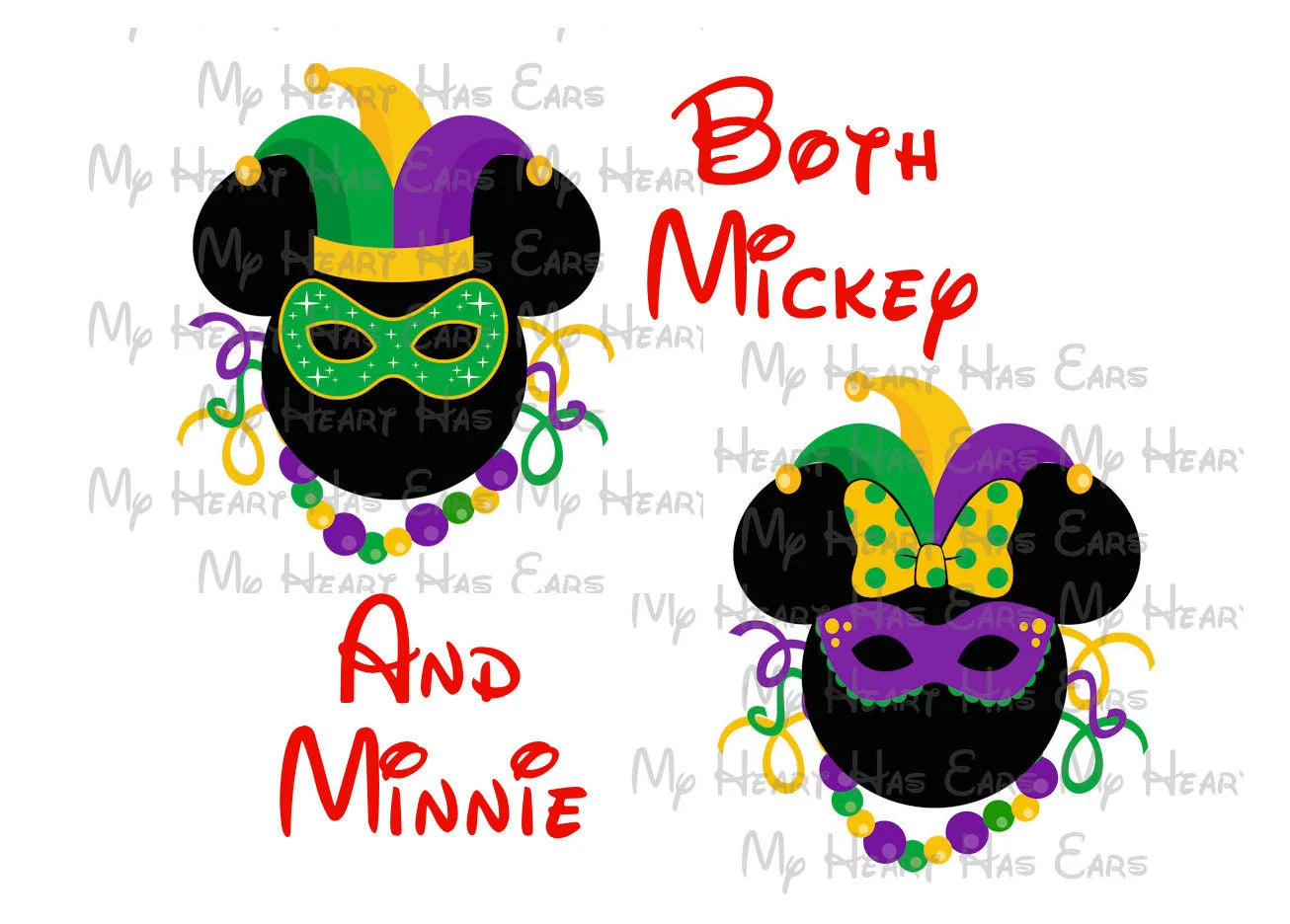 Mardi Gras Mickey and Minnie Mouse image png digital files sublimation print t-shirt designs