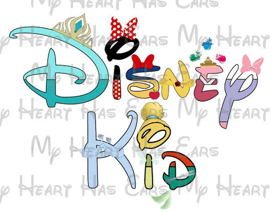 Disney Kid in a word Princess character font image png digital file sublimation print t-shirt design