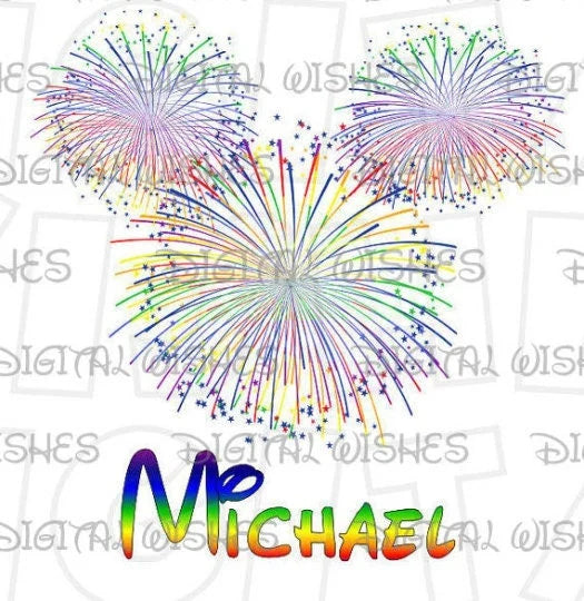 Firework Mickey Mouse head ears image png digital file sublimation print t-shirt design