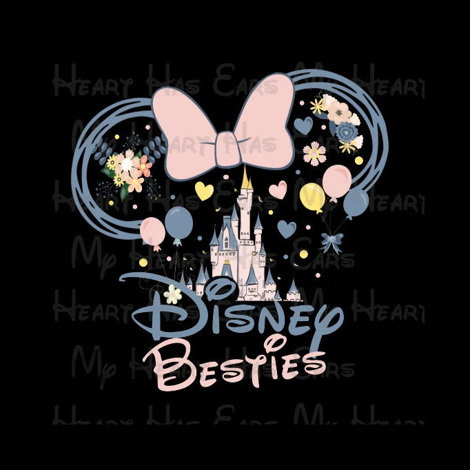 Best friend bestie Disney Cinderella castle Minnie Mouse head ears image png digital file sublimation print decal t-shirt design