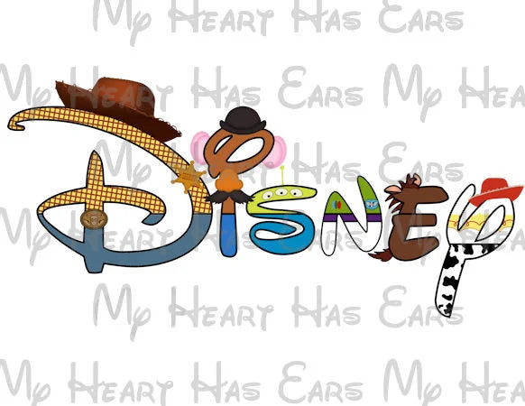 Disney Pixar Toy Story in a word character font PNG Digital Download