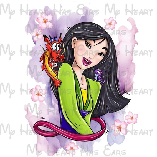 Mulan watercolor image png digital file sublimation print Waterslide t-shirt design