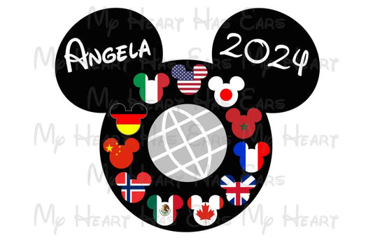 Epcot world showcase countries flags Mickey Mouse head ears #2 image png digital file sublimation print decal t-shirt design