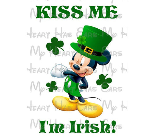 Mickey Mouse Kiss me I'm Irish St. Patrick's Day image png digital file sublimation print t-shirt design