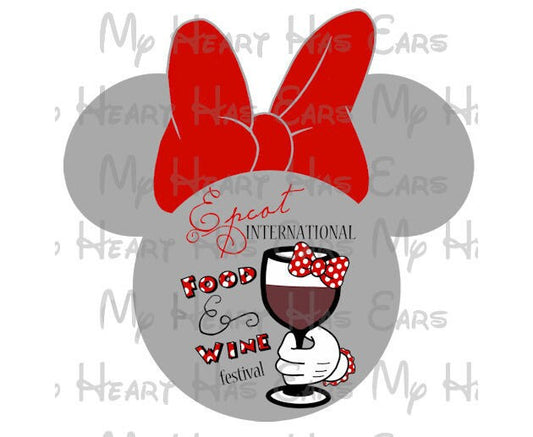 Epcot Food and Wine Festival Minnie Mouse head ears clipart image png digital file sublimation prin t-shirt design